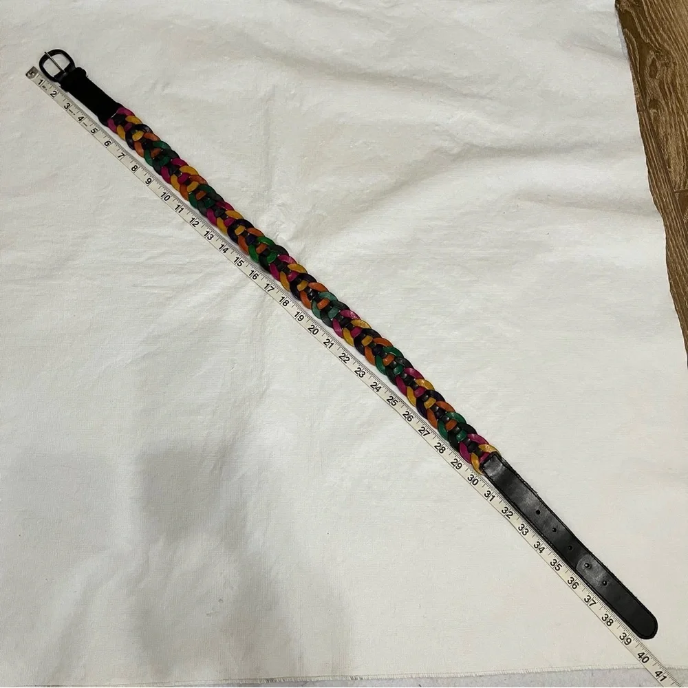 Vintage Braided Leather Colorful Belt